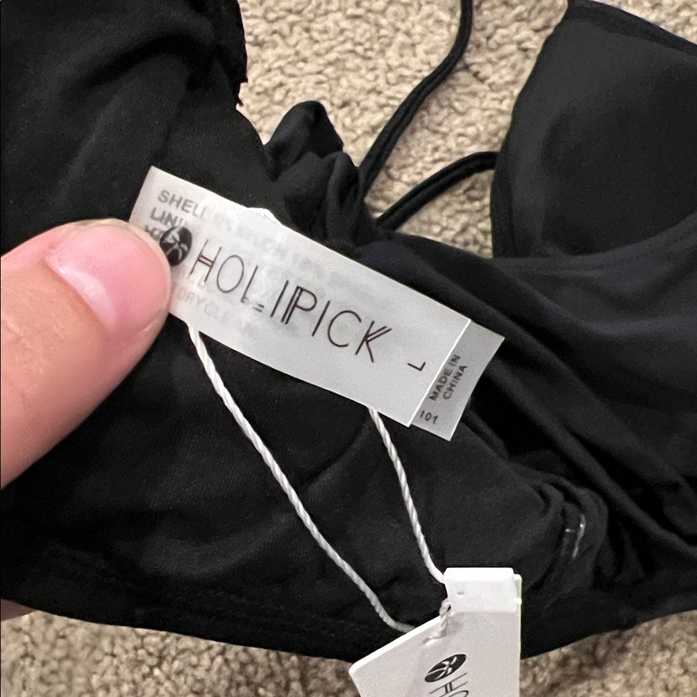 Black Strappy Women's Bikini Top - Picture 2 of 4